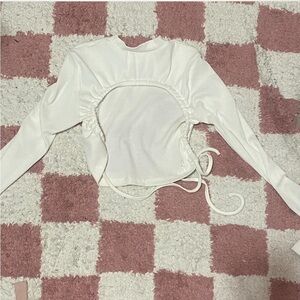 SHEIN White Ruched Long Sleeve Bodysuit